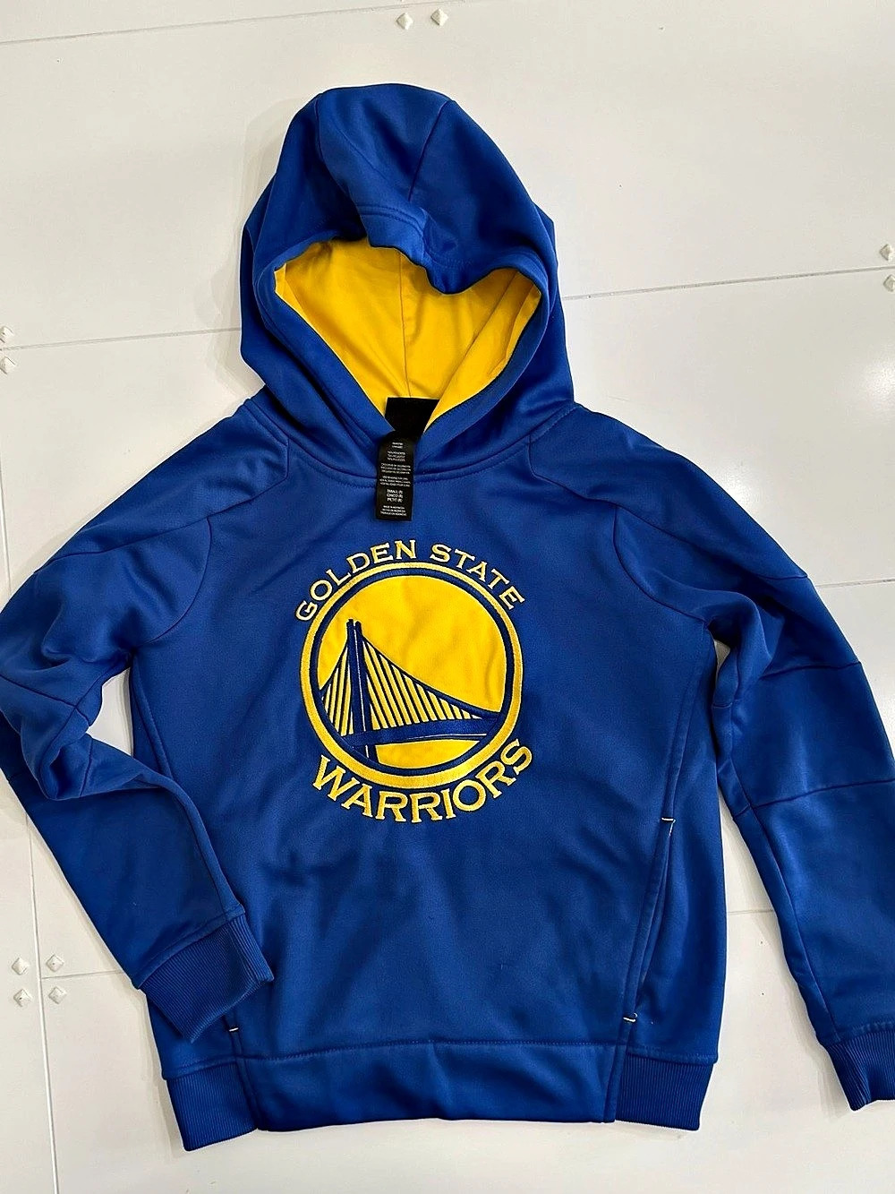 NBA Golden State Warriors Youth Poly Fleece Pullover Hoodie Blue & Yellow Boys